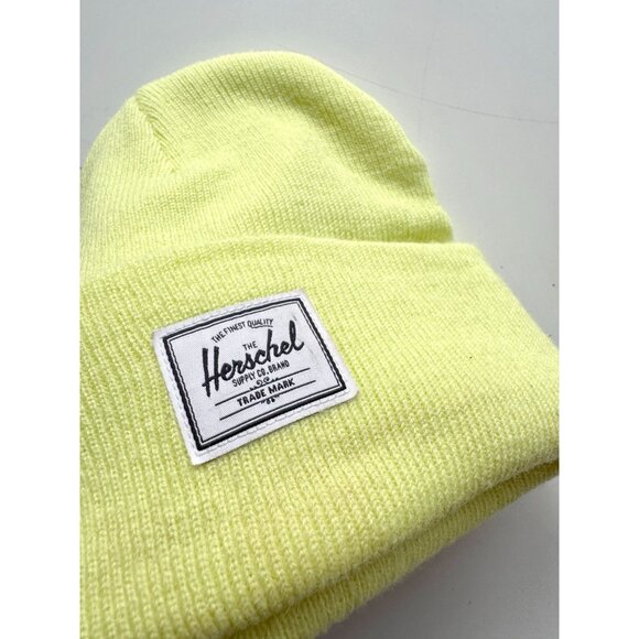 HERSCHEL Elmer Highlighter Yellow Acrylic Knit Beanie Toque Hat - Picture 4 of 12